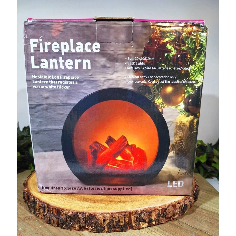 Decorative Fireplace Soothing Moving Flame‎ Lantern Relaxing Mood Setter LED